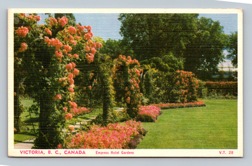 Empress Hotel Gardens Victoria BC Canada Vintage Postcard