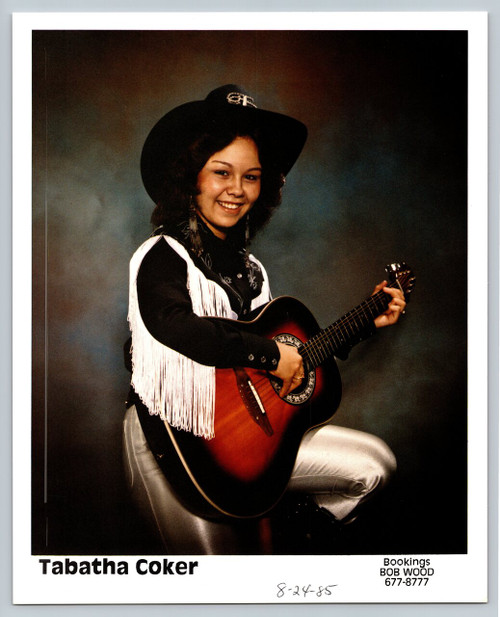 1985 Tabatha Coker country music promotional publicity photograph with guitar