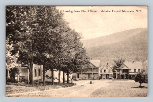 Looking down Church Street in Arkville Catskill Mountains NY vintage postcard