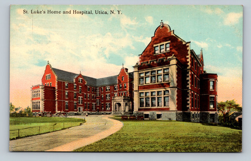 St. Luke's Home and Hospital building in Utica NY vintage postcard