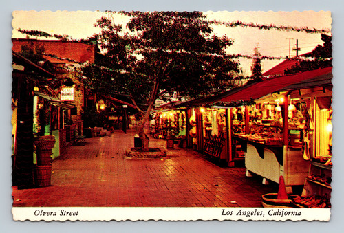 Olvera Street historic area in Los Angeles California postcard
