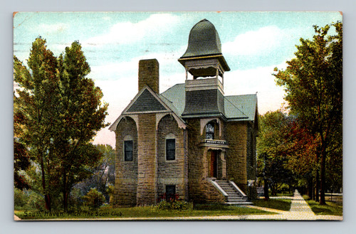 The Scott Club building in South Haven Michigan vintage postcard