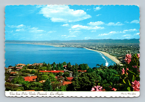 View from Palos Verdes Peninsula showing Pacific Ocean and residential area