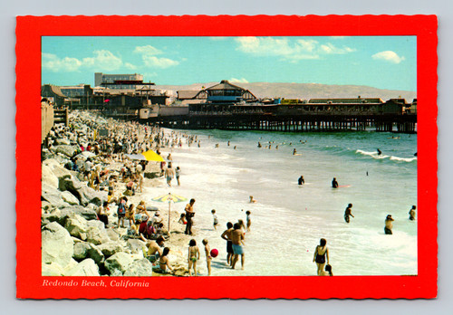 Sunning and Surfing in Redondo Beach California postcard by Mitock & Sons