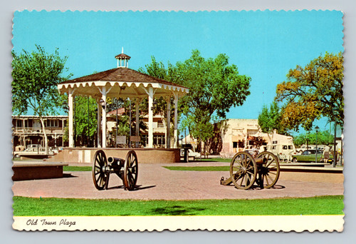 Old Town Plaza with historic canon remains of Texas Confederate Forces in Albuquerque NM