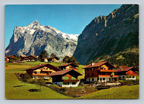 Wetterhorn mountain in Grindelwald Switzerland color photo postcard by Gyger