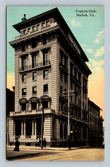 Virginia Club building Norfolk VA postcard