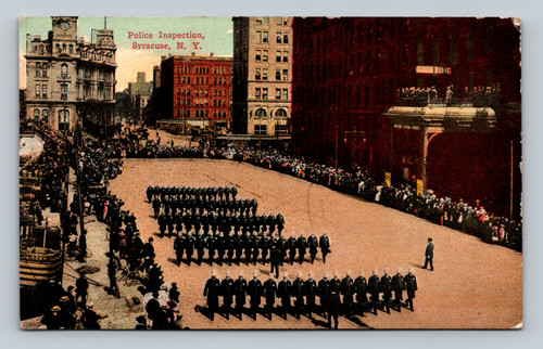 Police Inspection in Syracuse New York vintage postcard