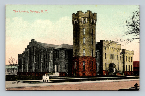 The Armory building in Oswego, New York vintage postcard