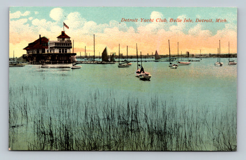 Detroit Yacht Club building on Belle Isle Detroit Michigan postcard