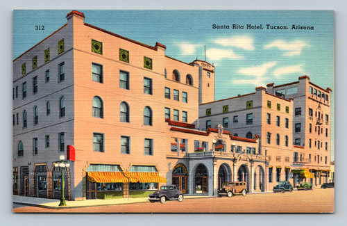 Santa Rita Hotel Tucson Arizona vintage postcard by Tucson News Agency