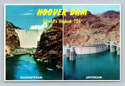 Hoover Dam showing upstream and downstream views on Colorado River