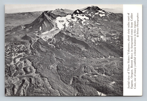 Aerial view of Three Sisters Volcanoes with recent flows from Collier Cone near Eugene Oregon