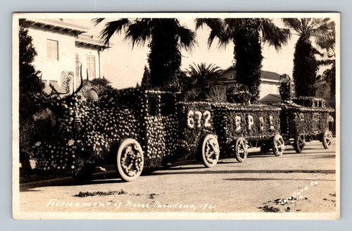 Tournament of Roses parade in Pasadena vintage postcard