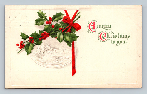 Christmas greeting message postcard at Central Square U.S.A. postmarked 1915