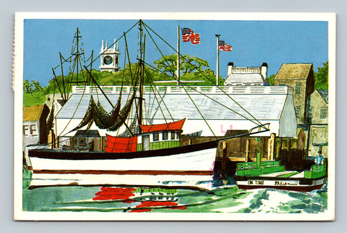 Edgartown Waterfront Martha's Vineyard painting by Dana Gaines postcard