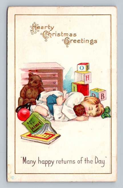 Hearty Christmas Greetings holiday message postcard Series 315