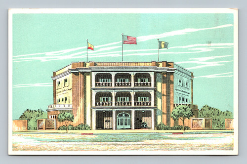 Hand steel etching of Laguna Federal Savings and Loan Association home office, Laguna Beach CA