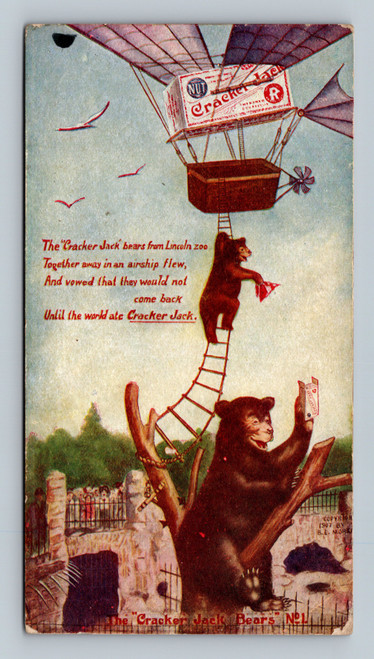 The Cracker Jack Bears flying in an airship at Lincoln Zoo