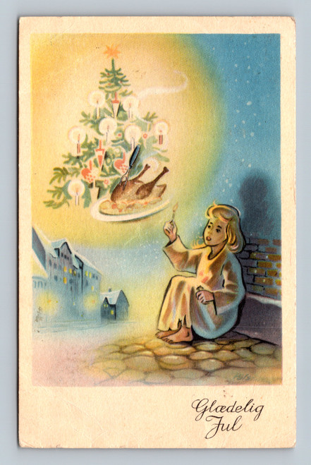 Holiday greeting card with Glædelig Jul in Paris by RF GANDON.Del.