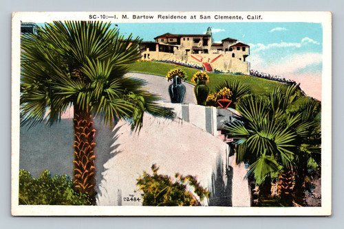 I. M. Bartow Residence at San Clemente California postcard