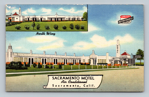 North Wing of Sacramento Motel on U.S. Highway 40 and 99E Sacramento California postcard