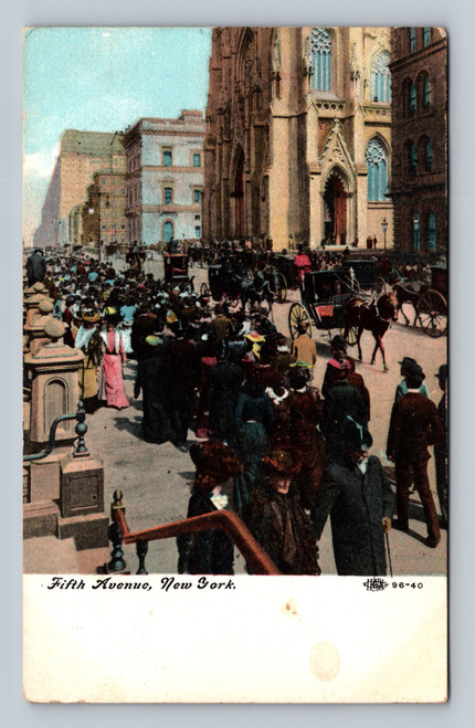 Fifth Avenue street scene in New York City vintage postcard