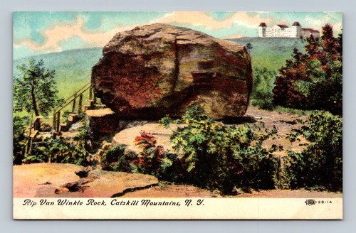 Rip Van Winkle Rock Catskill Mountains New York vintage postcard