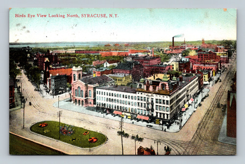 Birds Eye View Looking North Syracuse NY cityscape 1909 postcard
