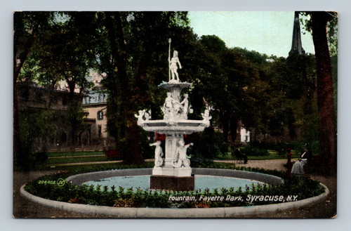 Fountain in Fayette Park Syracuse NY vintage postcard 1910