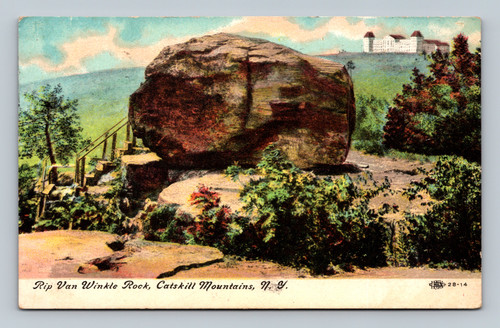 Rip Van Winkle Rock in the Catskill Mountains vintage postcard