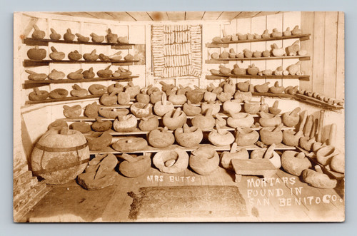 Mortars found in San Benito County Gilroy vintage postcard