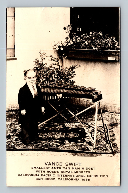 Vance Swift smallest American man with Rose's Royal Midgets at 1935 California Pacific International Exposition San Diego