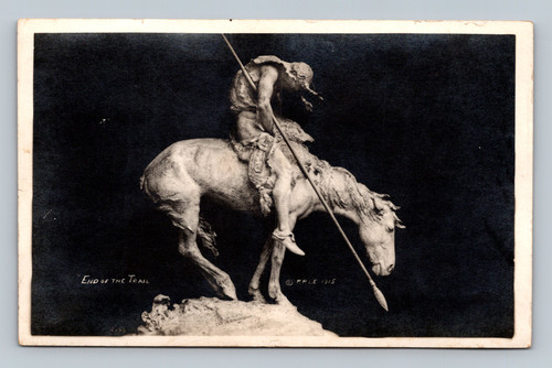 End of the Trail statue postcard image