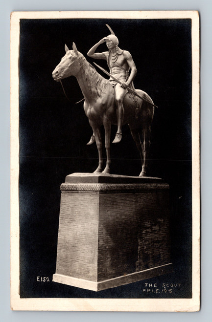 The Scout statue at Panama-Pacific International Exposition San Francisco postcard