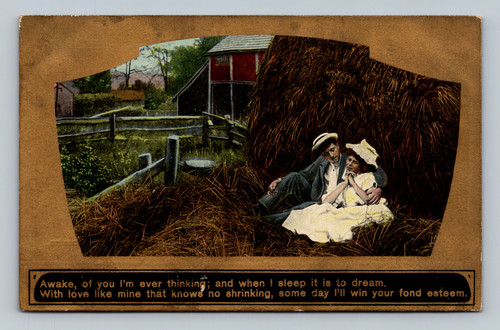 Romantic message postcard with poetic text printed in Saxony
