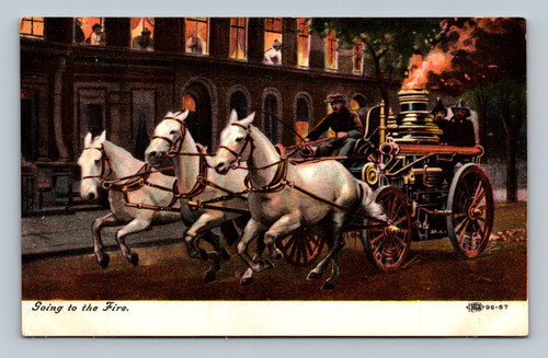 Going to the Fire antique postcard