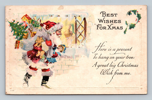 Christmas greeting postcard with present and big Christmas wish from Brockwayalle