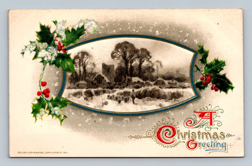 Christmas greeting design copyrighted 1912 by John Winsch printed in Germany