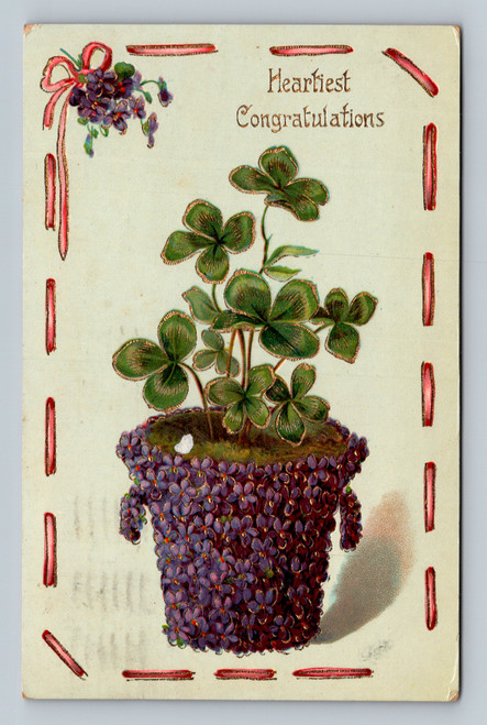 Heartiest Congratulations greeting postcard printed in Germany with 1911 SYR postmark