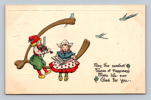 Greeting postcard with happiness wish postmarked January 1913 Central Square USA