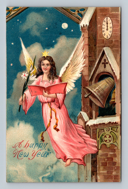 Happy New Year Greeting Postcard Made in Germany