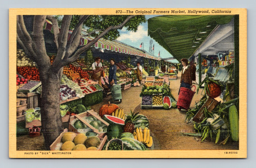 The Original Farmers Market Hollywood California vintage postcard