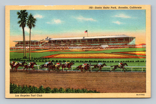 Santa Anita Park horse racing track with Club House and Grand Stand in Arcadia, California