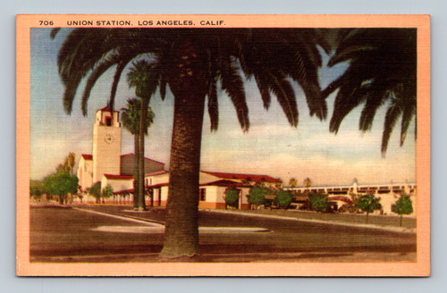 Union Station building in Los Angeles California vintage postcard