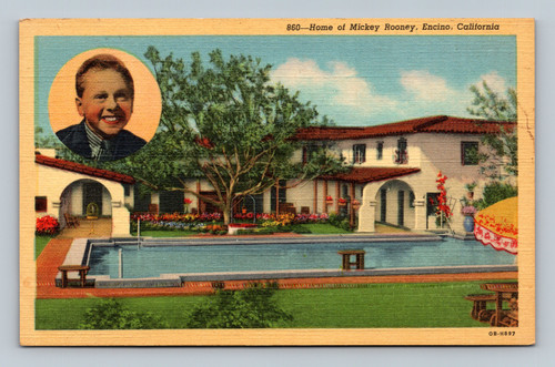 Home of Mickey Rooney in Encino California postcard