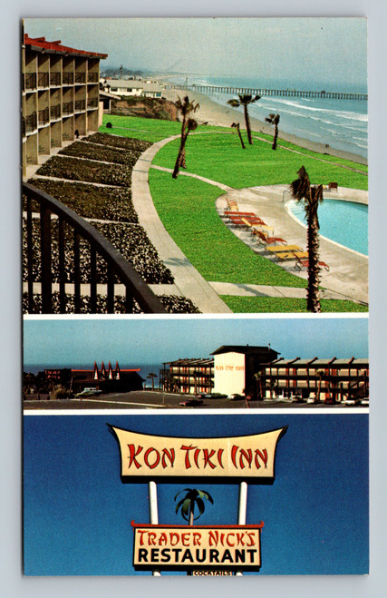 Kon Tiki Inn and Trader Nick's Restaurant with cocktails in Pismo Beach California