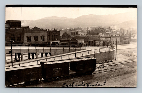 East side viaduct with Grand Cafe, Studebaker Employment Office, and Rookno House