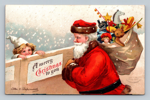 Christmas holiday greeting card with Ellen H. Clapsaddle painting from Stanberry Missouri