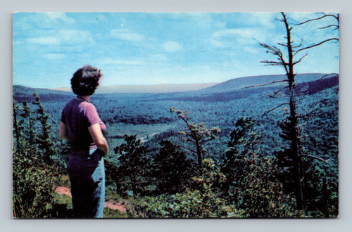 Picturesque view of the rolling, wooded Mountain Slopes at the Lake of the Clouds Michigan